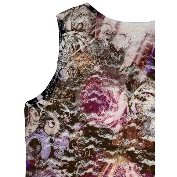 Vtg 90s NWOT Moody Floral Lace Overlay Tank Top | Grunge Fairy Whimsigoth Y2K M - Picture 14 of 16